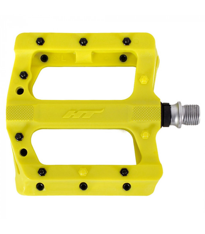 PEDALES PLATAFORMA HT PA01 CON PINS METALICOS (AMARILLO NEON)