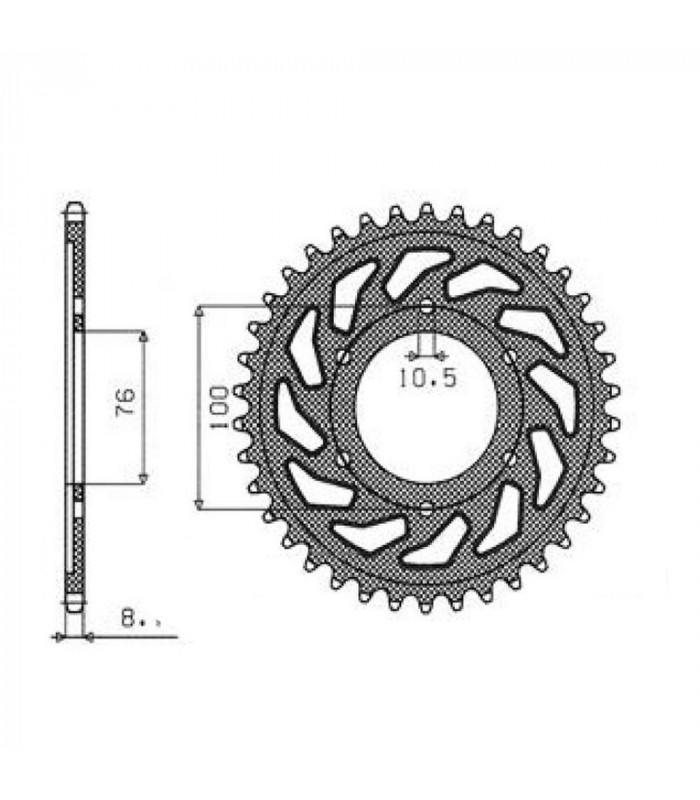 SUNSTAR STEEL REAR SPROCKET KAWASAKI, SUZUKI (44 TEETH)