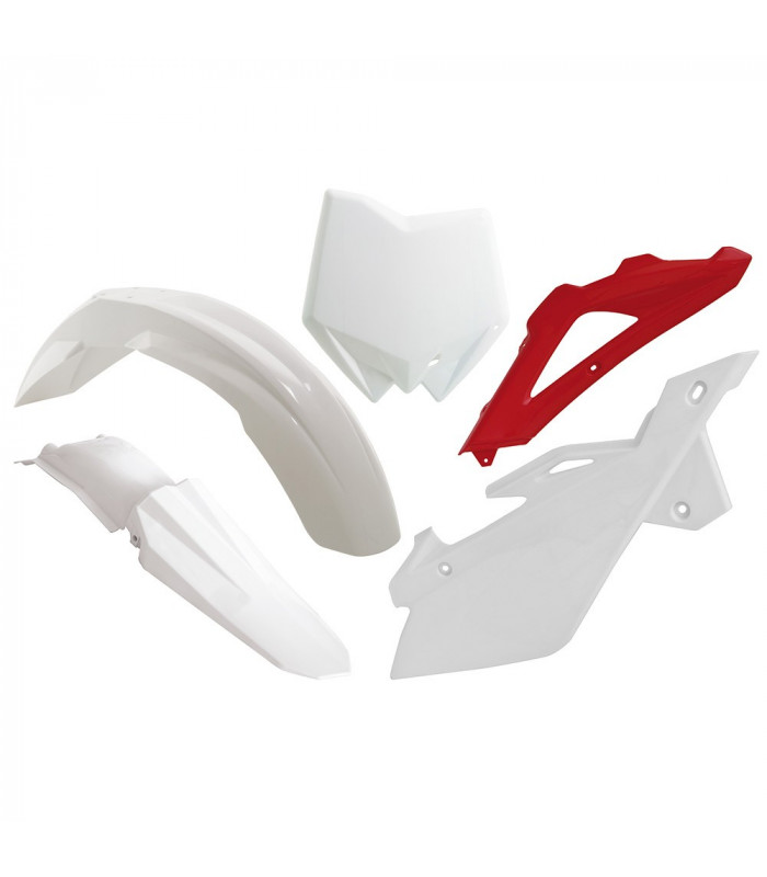 KIT PLASTICOS COLOR ORIGEN (BLANCO-ROJO)  HUSQVARNA CR-WR 2006-13 / TC-TE 2005-07.