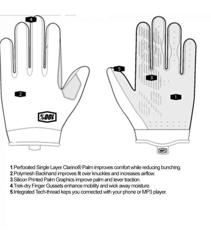 GUANTES MX 100% ITRACK NEON YELLOW