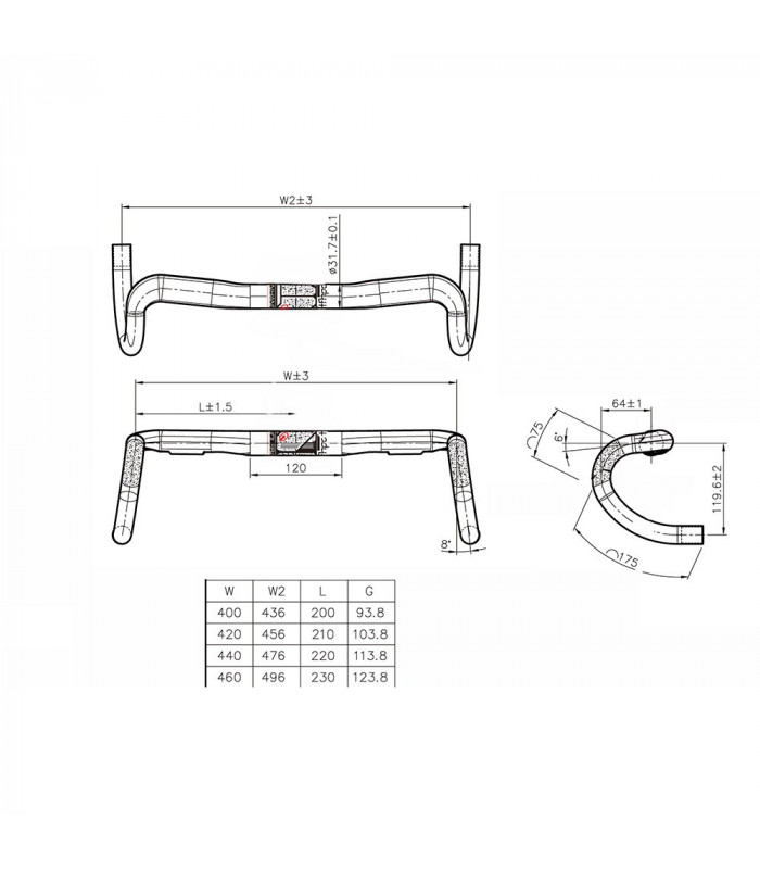 TFHPC AEROCROSS CARBON HANDLEBAR (460 MM)