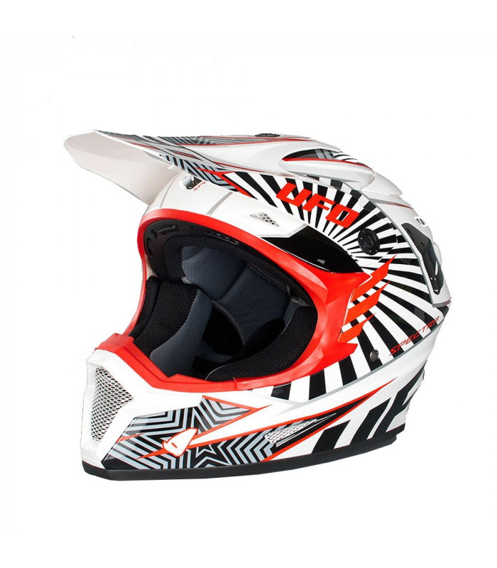 CASCO UFO NITRO MX (BLANCO/ROJO)