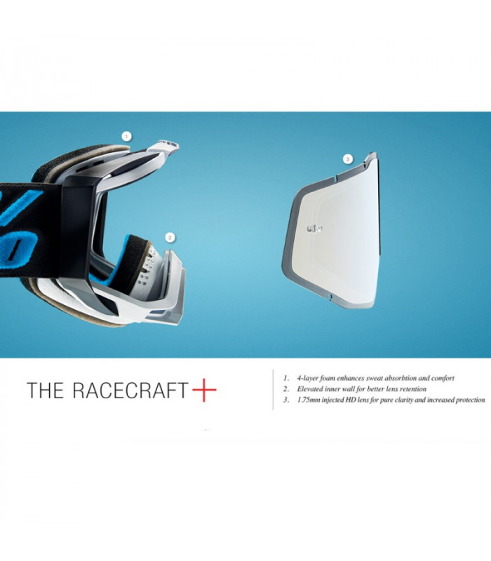 MASCARA 100% RACECRAFT PLUS (+) RODION  (LENTE INJ. SILVER FLASH MIRROR)