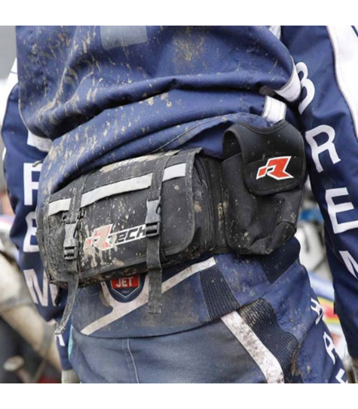 RIÑONERA RTECH CON BOTELLA NEGRA-ROJA