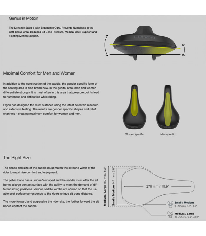 ERGON SM E-MOUNTAIN CORE PRIME MEN SADDLE (STEALTH) | TopFun.com