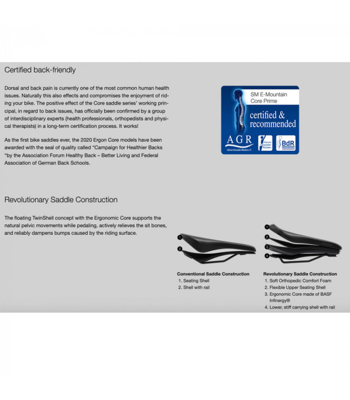 ERGON SM E-MOUNTAIN CORE PRIME MEN SADDLE (STEALTH) | TopFun.com