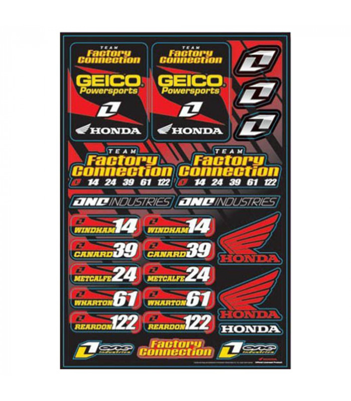 ONE INDUSTRIES TEAM FACTORY CONNECTION 201" DECALS SHEET