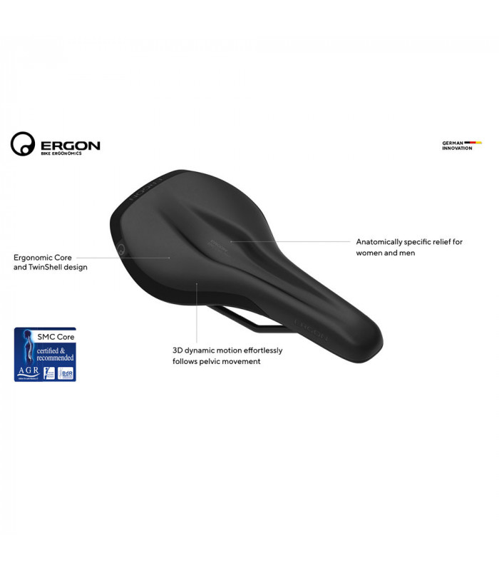 ERGON SMC CORE MEN SADDLE (BLACK/GREY) | TopFun.com