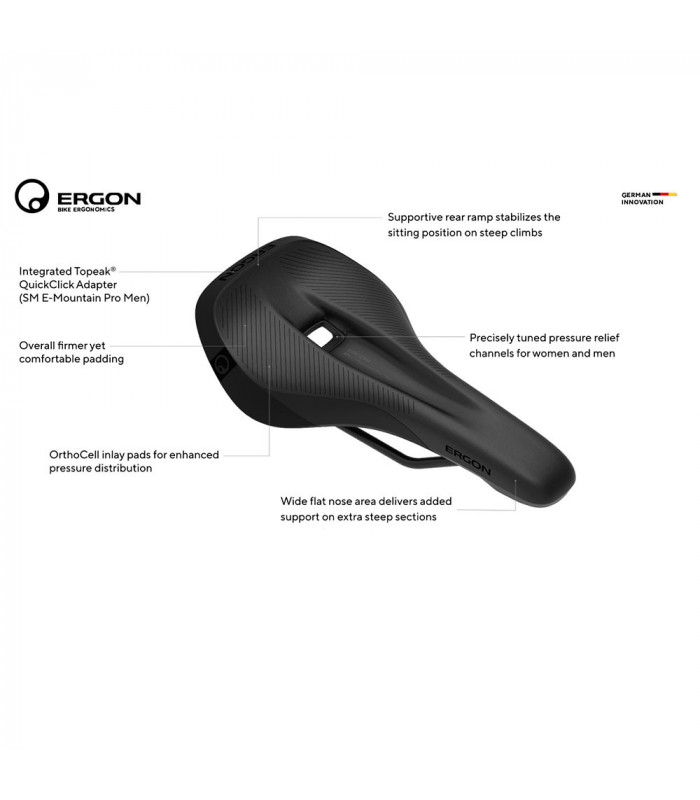 ERGON SM E-MOUNTAIN PRO MEN SADDLE (STEALTH) | TopFun.com