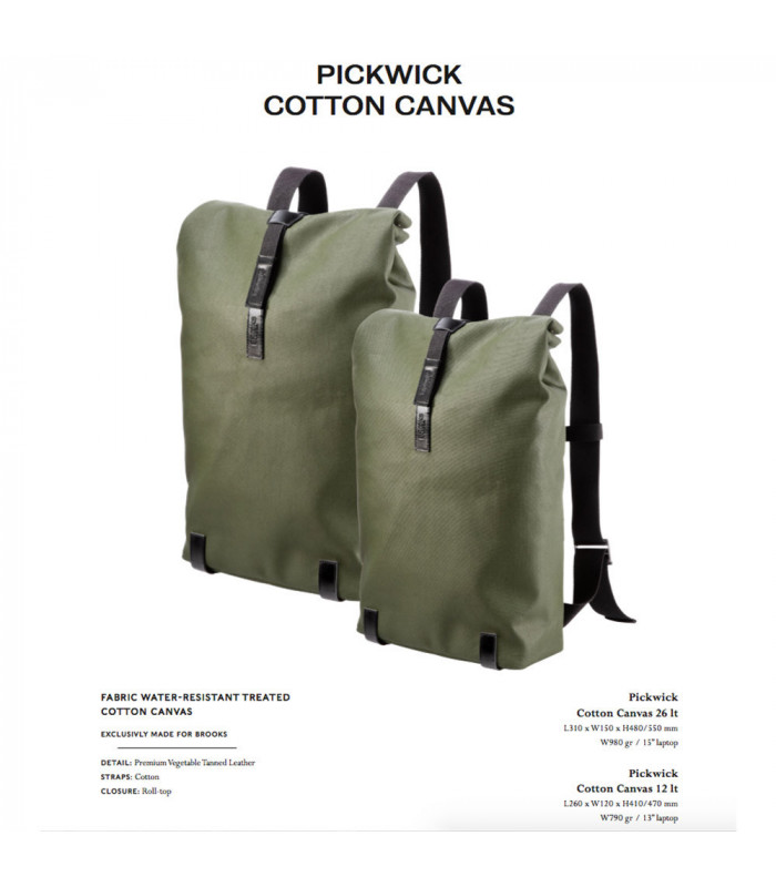 BROOKS PICKWICK COTTON CANVAS 26L BACKPACK (FOREST)