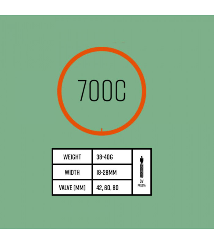 CÁMARA TUBOLITO TUBO-ROAD SV 42 (700C X 18-28 MM)