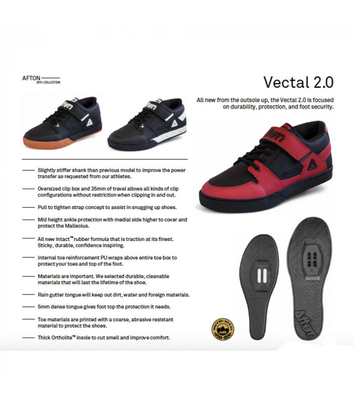 AFTON VECTAL 2.0 CLIP MTB SHOES (BLACK/GUM) | TopFun.com