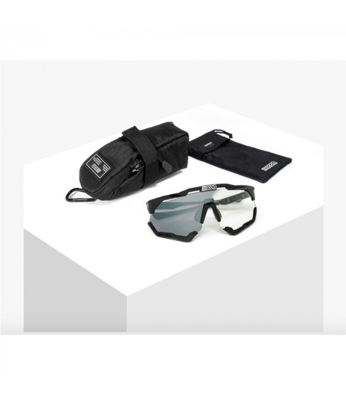 SCICON AEROSHADE XL BLACK GLOSS SUNGLASSES (PHOTOCHROMIC SILVER MIRROR LENS)