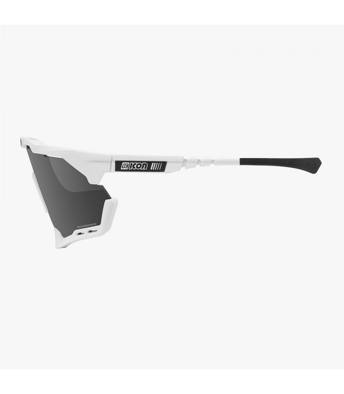 SCICON AEROSHADE XL WHITE GLOSS SUNGLASSES (PHOTOCHROMIC SILVER MIRROR LENS)