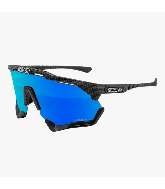 SCICON AEROSHADE XL CARBON MATT SUNGLASSES (MULTIMIRROR BLUE LENSES)