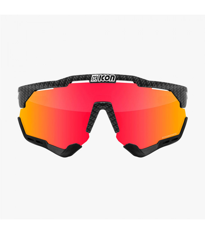 SCICON AEROSHADE XL CARBON MATT SUNGLASSES (MULTIMIRROR RED LENS)