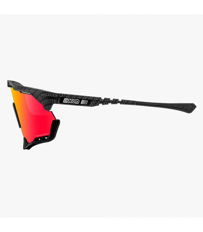 SCICON AEROSHADE XL CARBON MATT SUNGLASSES (MULTIMIRROR RED LENS)