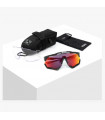 SCICON AEROSHADE XL CARBON MATT SUNGLASSES (MULTIMIRROR RED LENS)