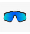 SCICON AEROSHADE XL BLACK GLOSS SUNGLASSES (MULTIMIRROR BLUE LENS)