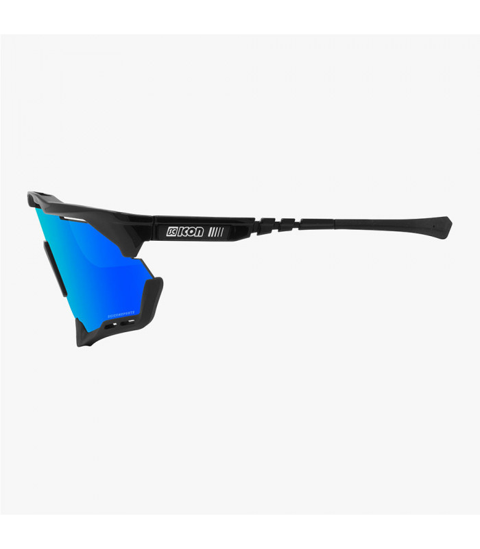 SCICON AEROSHADE XL BLACK GLOSS SUNGLASSES (MULTIMIRROR BLUE LENS)