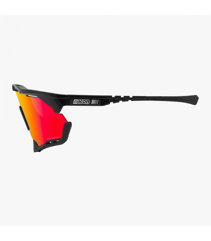 SCICON AEROSHADE XL BLACK GLOSS SUNGLASSES (MULTIMIRROR RED LENS)