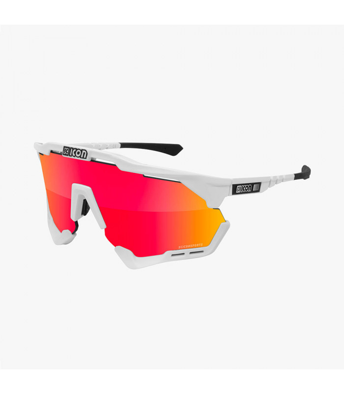 SCICON AEROSHADE XL WHITE GLOSS SUNGLASSES (MULTIMIRROR RED LENS)