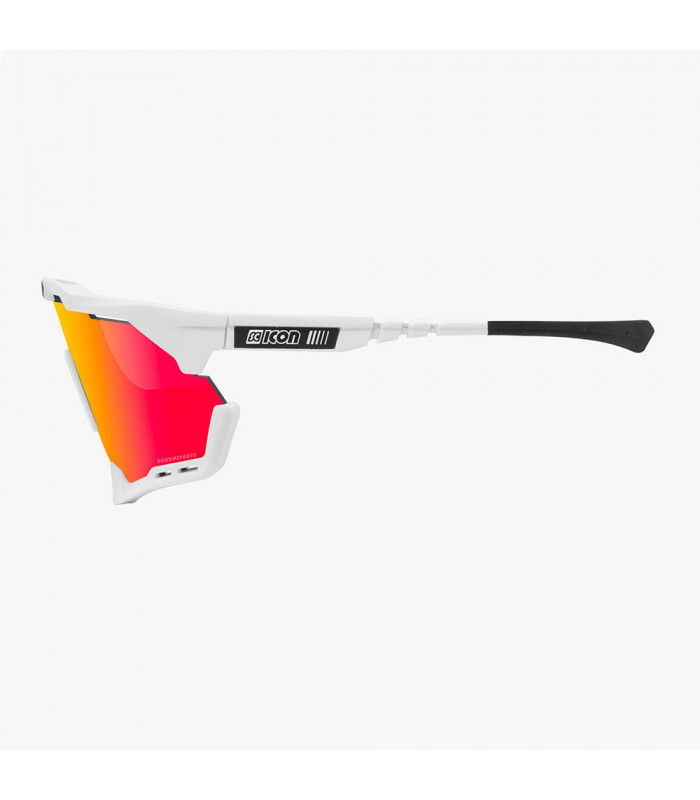 SCICON AEROSHADE XL WHITE GLOSS SUNGLASSES (MULTIMIRROR RED LENS)