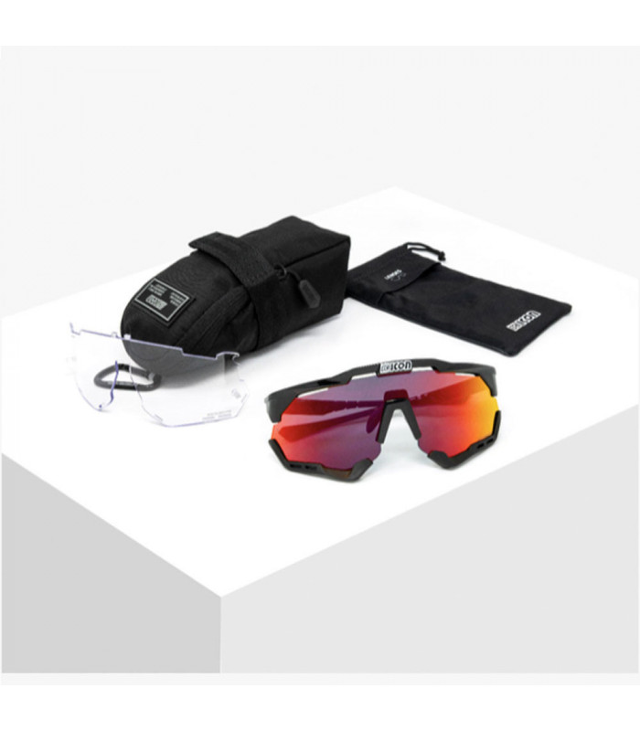 SCICON AEROSHADE XL WHITE GLOSS SUNGLASSES (MULTIMIRROR RED LENS)