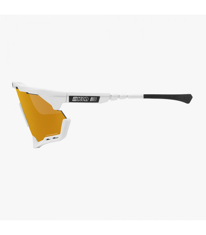 SCICON AEROSHADE XL WHITE GLOSS SUNGLASSES (MULTIMIRROR BRONZE LENS)