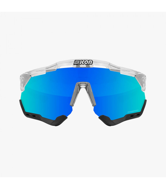 SCICON AEROSHADE XL CRYSTAL GLOSS SUNGLASSES (MULTIMIRROR BLUE LENS)