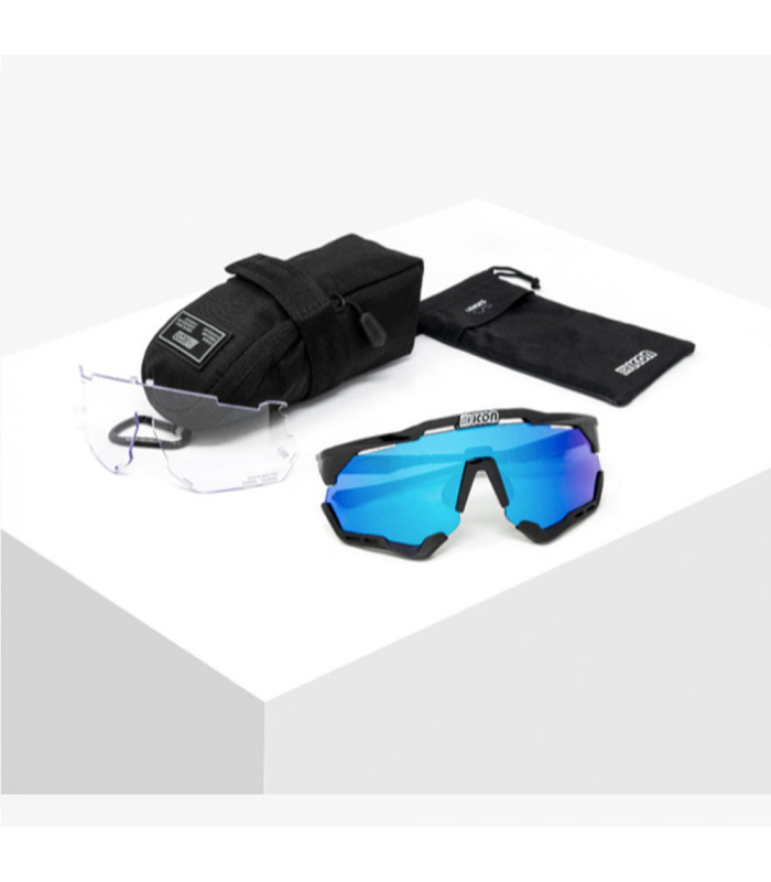 SCICON AEROSHADE XL CRYSTAL GLOSS SUNGLASSES (MULTIMIRROR BLUE LENS)