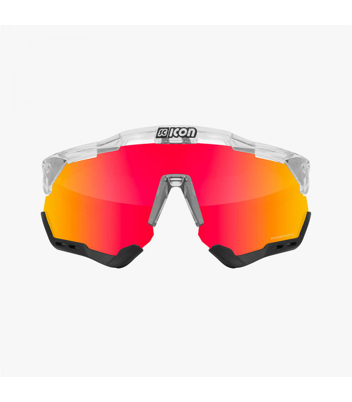 SCICON AEROSHADE XL CRYSTAL GLOSS SUNGLASSES (MULTIMIRROR RED LENS)