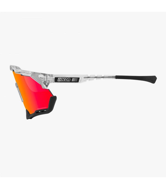 SCICON AEROSHADE XL CRYSTAL GLOSS SUNGLASSES (MULTIMIRROR RED LENS)