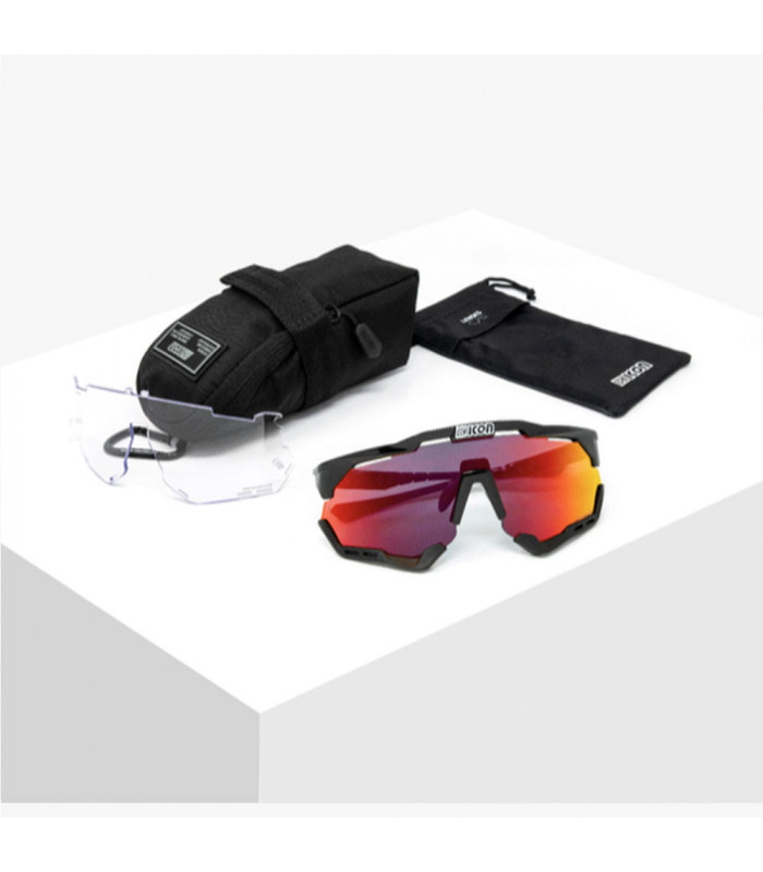 SCICON AEROSHADE XL CRYSTAL GLOSS SUNGLASSES (MULTIMIRROR RED LENS)