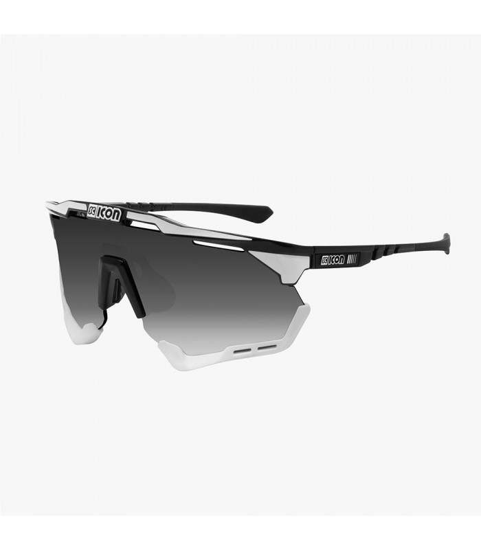 SCICON AEROSHADE XL BLACK-WHITE SUNGLASSES (MULTIMIRROR SILVER LENS)