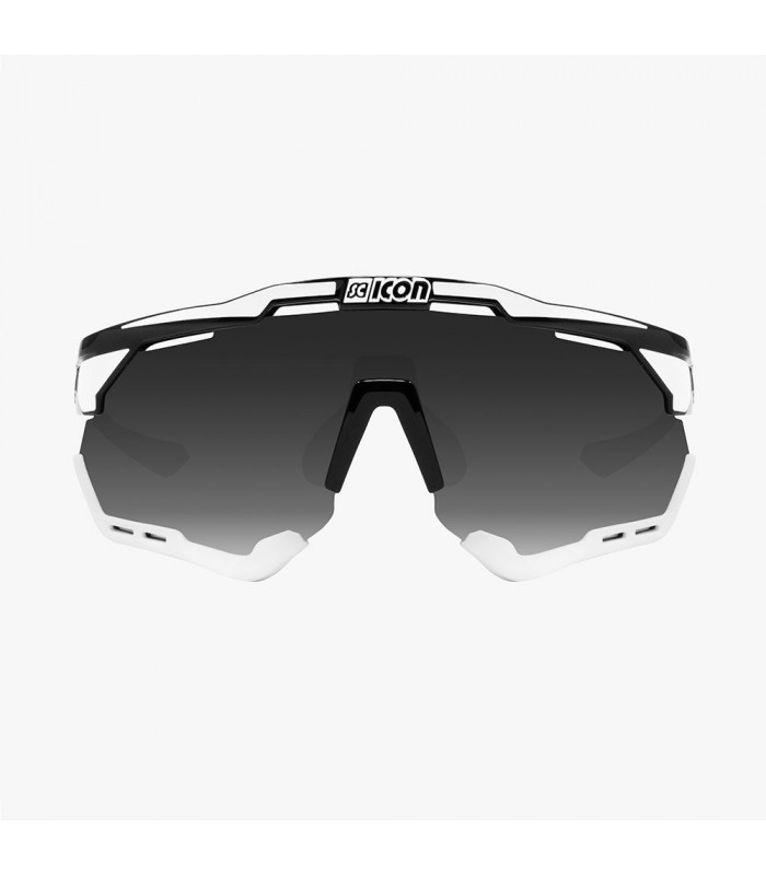 SCICON AEROSHADE XL BLACK-WHITE SUNGLASSES (MULTIMIRROR SILVER LENS)