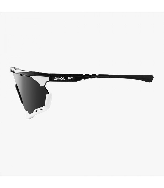 SCICON AEROSHADE XL BLACK-WHITE SUNGLASSES (MULTIMIRROR SILVER LENS)