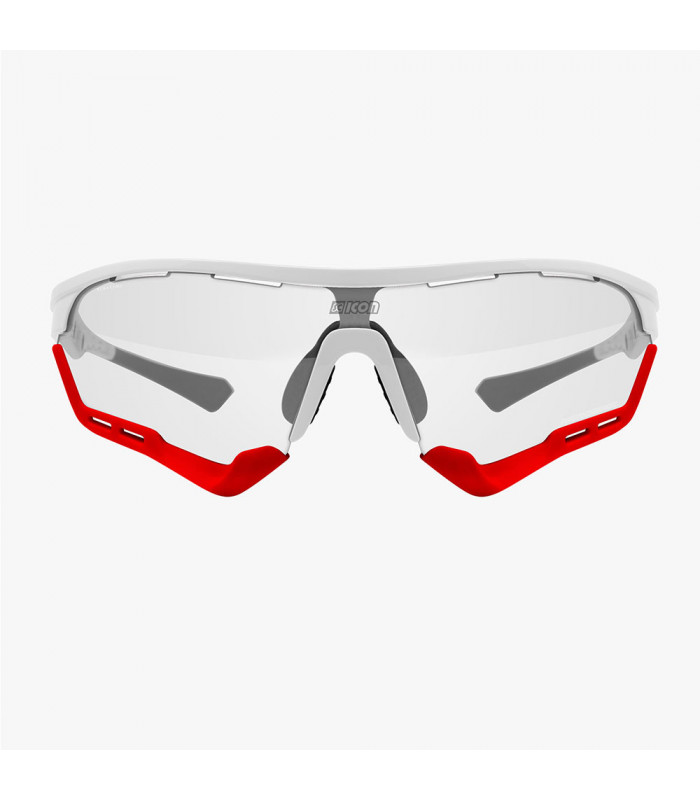 SCICON AEROTECH WHITE GLOSS SUNGLASSES (PHOTOCHROMIC RED LENS)