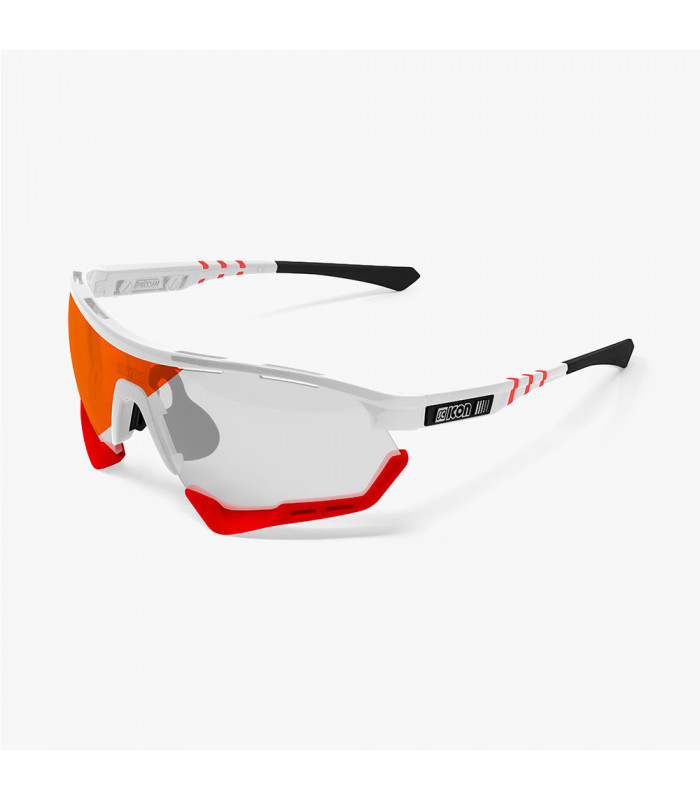 SCICON AEROTECH WHITE GLOSS SUNGLASSES (PHOTOCHROMIC RED LENS)