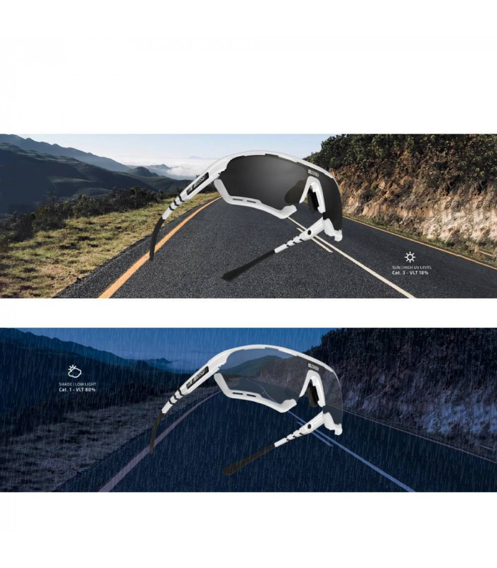 SCICON AEROTECH FROZEN WHITE SUNGLASSES (PHOTOCHROMIC RED LENS)