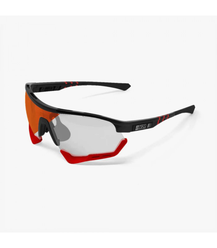SCICON AEROTECH XL BLACK GLOSS SUNGLASSES (PHOTOCHROMIC RED LENS)