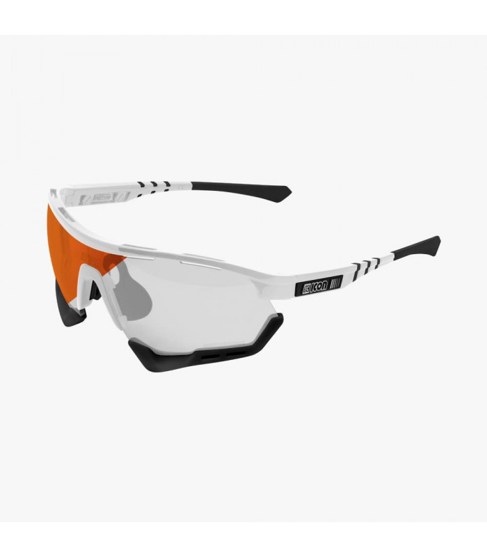SCICON AEROTECH XL WHITE GLOSS SUNGLASSES (PHOTOCHROMIC RED LENS)