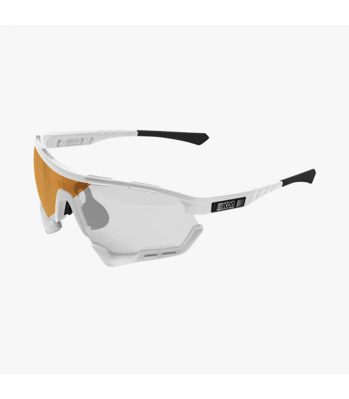 SCICON AEROTECH XL WHITE GLOSS SUNGLASSES (PHOTOCHROMIC BRONZE LENS)