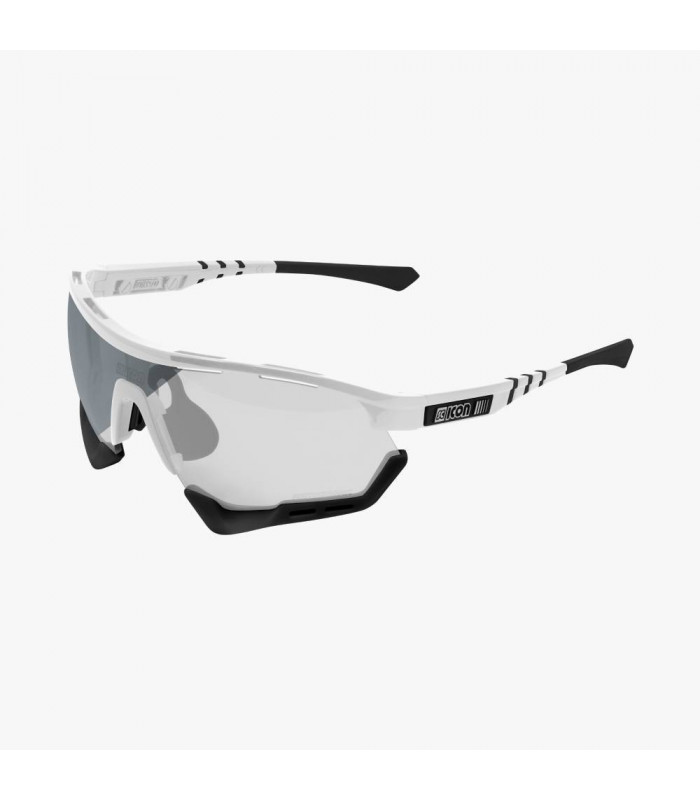 SCICON AEROTECH XL WHITE GLOSS SUNGLASSES (PHOTOCHROMIC SILVER LENS)