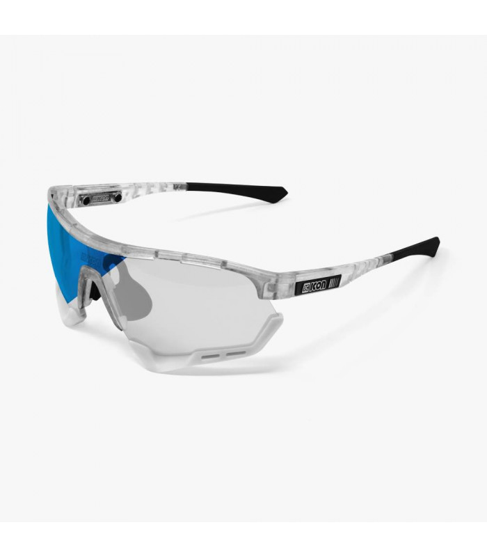 SCICON AEROTECH XL FROZEN WHITE SUNGLASSES (PHOTOCHROMIC BLUE LENS)