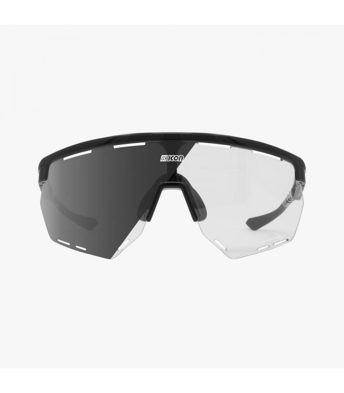 GAFAS SCICON AEROWING NEGRO BRILLANTE (LENTE FOTOCROMÁTICA PLATA ESPEJO)