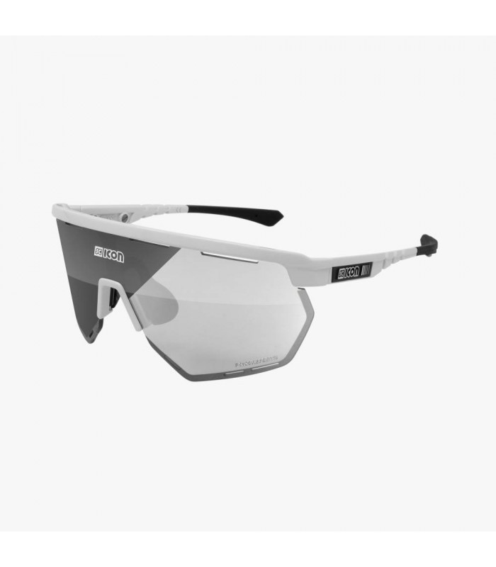 SCICON AEROWING WHITE GLOSS SUNGLASSES (PHOTOCHROMIC SILVER MIRROR LENS)