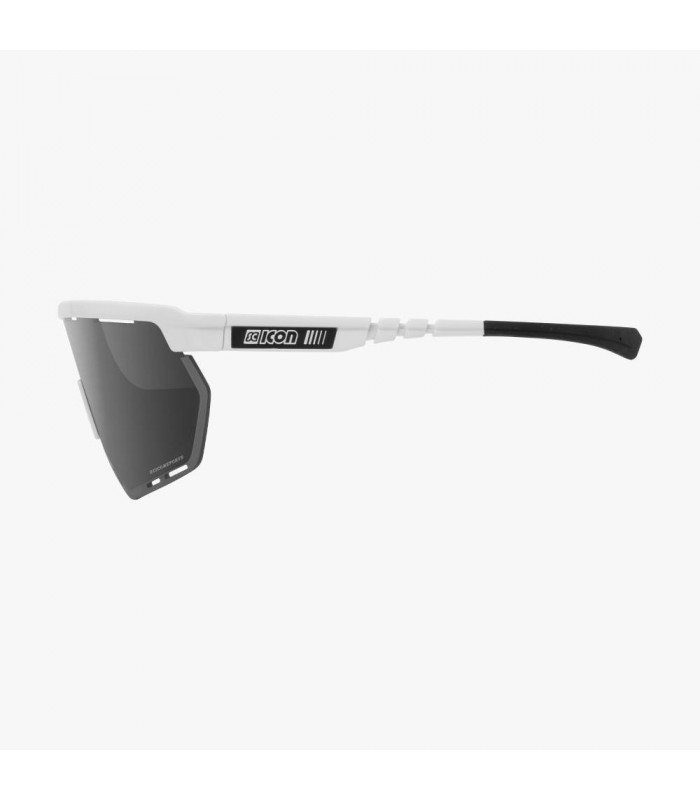 SCICON AEROWING WHITE GLOSS SUNGLASSES (PHOTOCHROMIC SILVER MIRROR LENS)