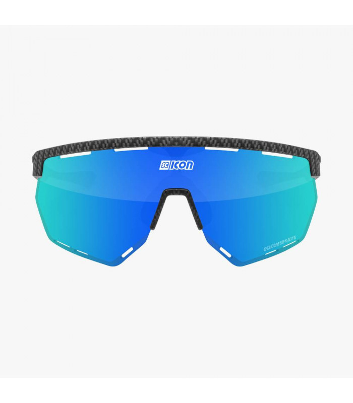 SCICON AEROWING CARBON MATT SUNGLASSES (MULTIMIRROR BLUE LENS)