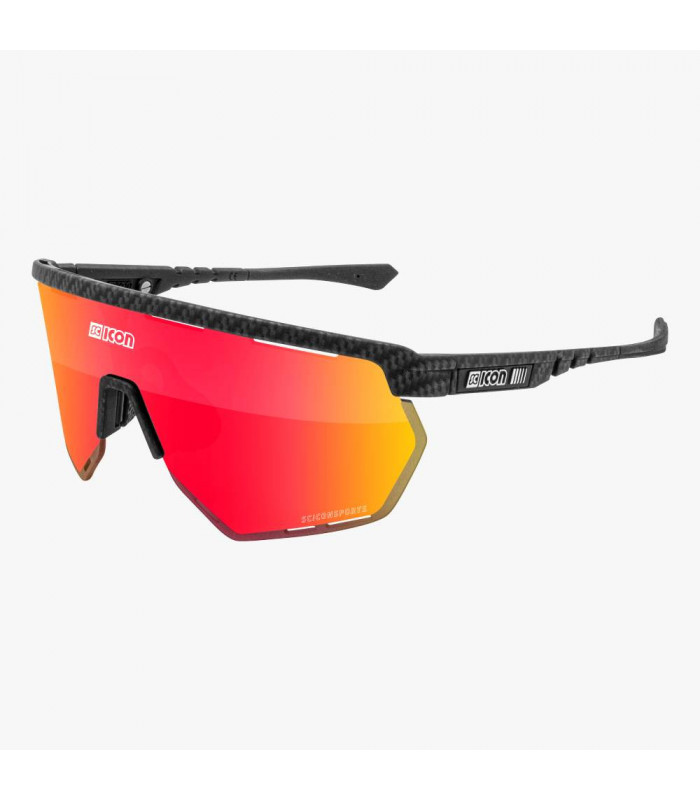 SCICON AEROWING CARBON MATT SUNGLASSES (MULTIMIRROR RED LENS)